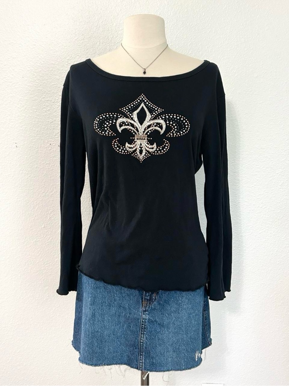y2k graphic bedazzled long sleeve